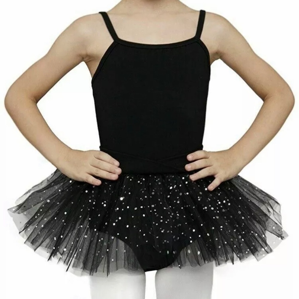 MdnMd Girls' Glitter Camisole Tutu Leotard L/150cm